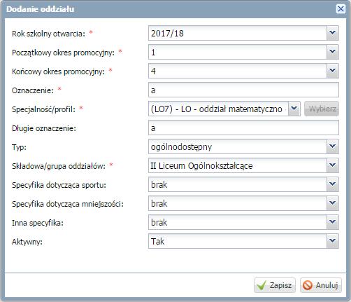 14 Materiały dla uczestnika instruktażu - wybierając odpowiednie pozycje w polach: Specyfika dotycząca sportu (pozostaw brak), Specyfika dotycząca mniejszości (pozostaw brak), Inna specyfika