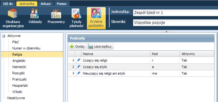 zdefiniowane. Ćwiczenie 2. Modyfikowanie kryteriów poddziału Aby zmodyfikować kryterium podziału: 1.