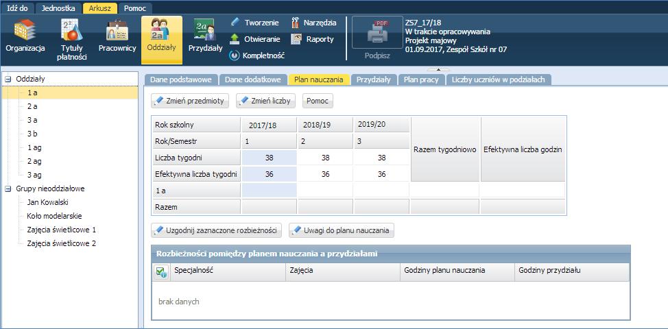 Opracowanie arkusza organizacyjnego 39 2.