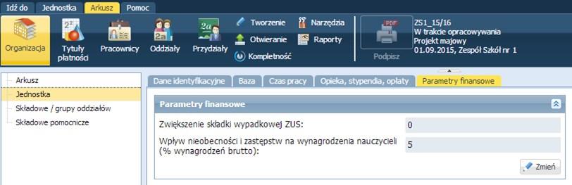 Opracowanie arkusza organizacyjnego 57 Temat 6.