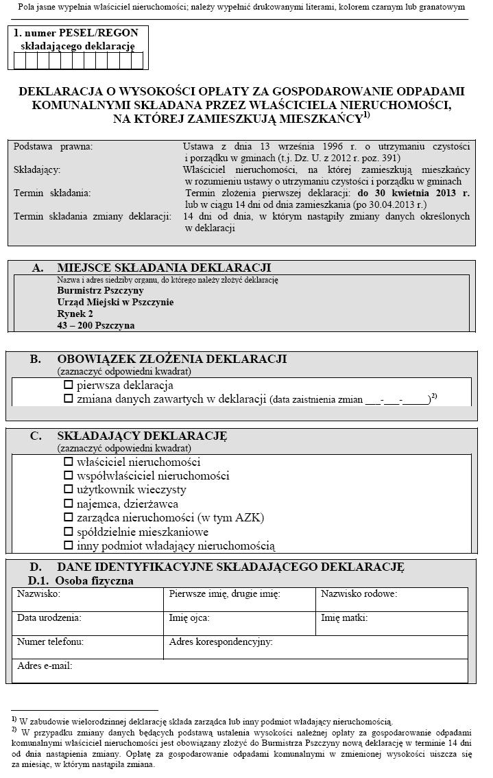 Załącznik Nr 1 do Uchwały Nr XXVII/357/12 Rady Miejskiej w