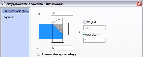 Przygotowanie pod spawanie jest prezentowane przy pomocy zielonej obróbki.