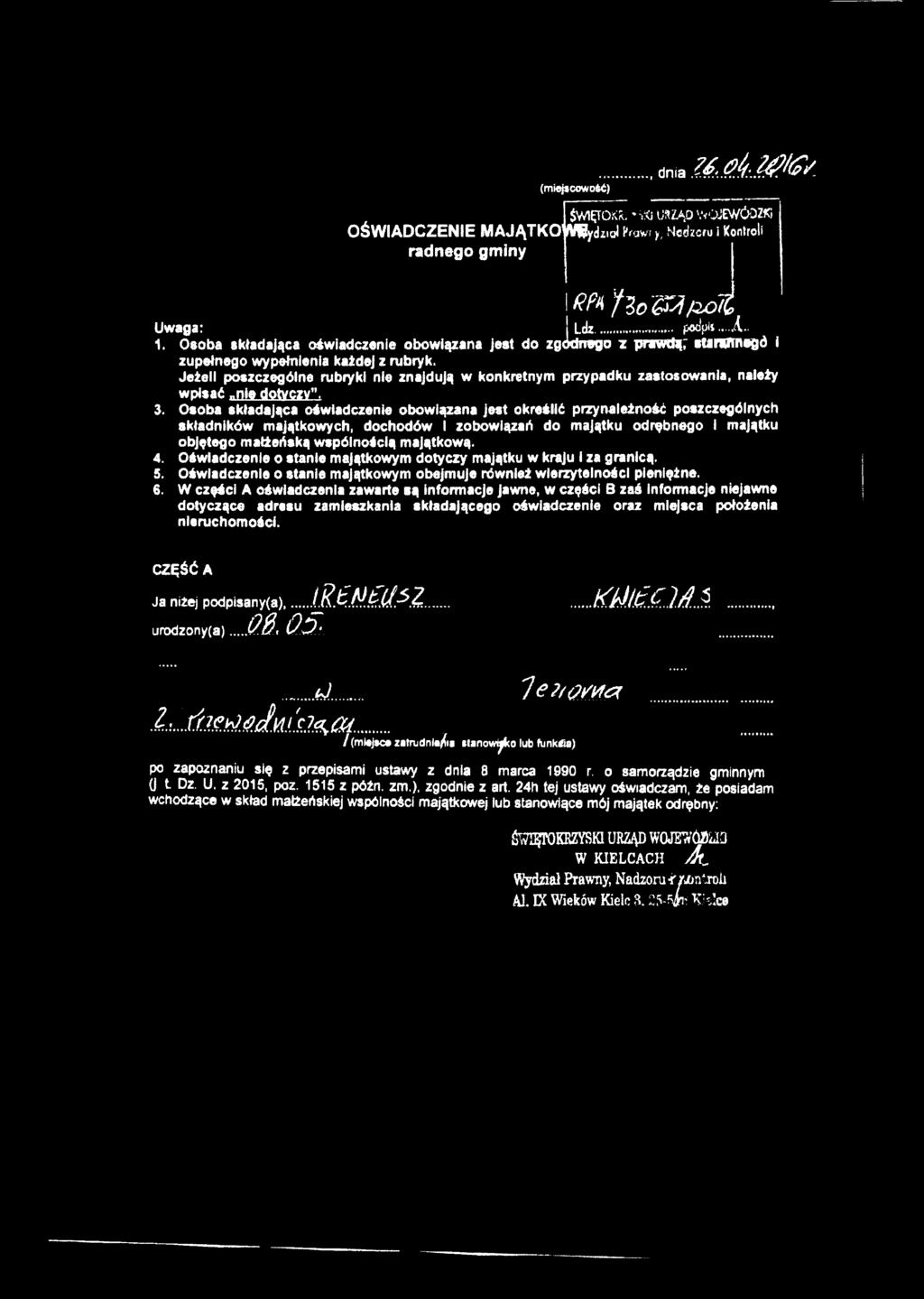 Jeżeli poszczególne rubryki nie znajdują w konkretnym przypadku zastosowania, należy wpisać nie dotyczy".