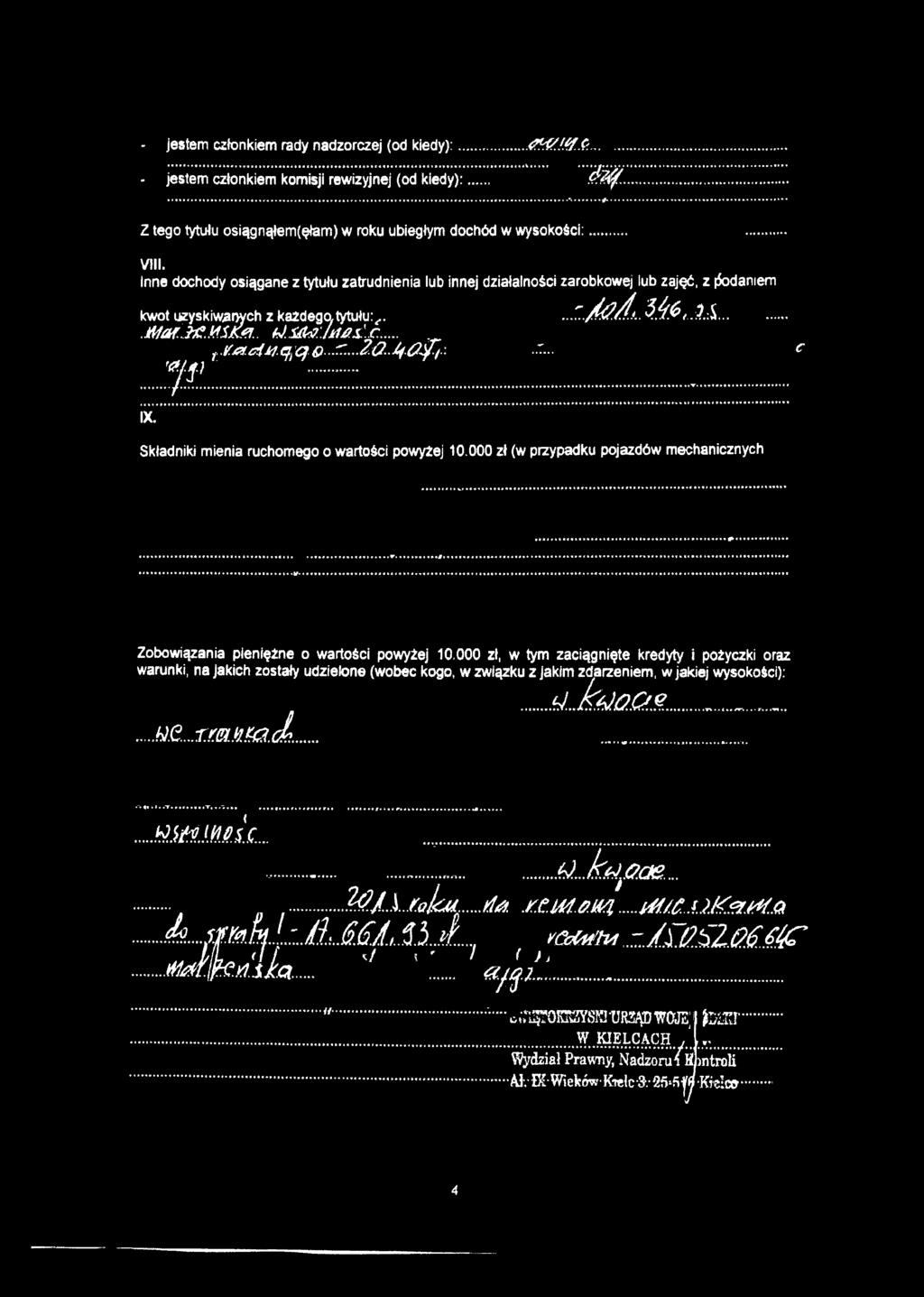 Z tego tytułu osiągnąłem(ęłam) w roku ubiegłym dochód w wysokości:... VIII.