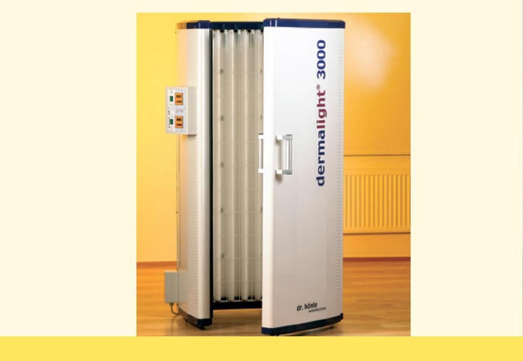 UVA / UVB Wyposażenie lampy Terapia mono 28 x 100W UV-B/311nm Terapia kombinowana 16 x 100W UV-A oraz 12 x 100W UV-B/311nm wyboru zakresu promieniowania w sposób niezależny.
