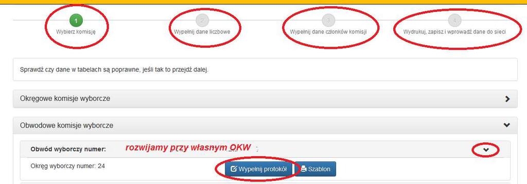 3 Jeśli automatycznie nie zaczytają się składy komisji, bądź składy będą niepoprawne dodajemy fikcyjne osoby (Przewodniczącego, Zastępcę) i zaznaczamy przy wszystkich osobach komisji checkbox w