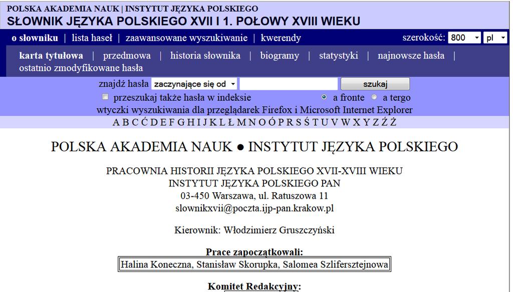 Stan przekrojowych badań nad słownictwem polskim XVII-XVIII w.