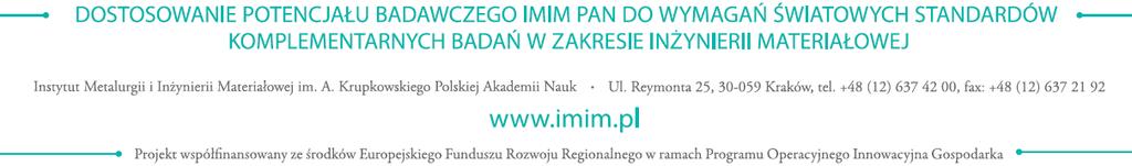 FORMULARZ OFERTY Załącznik nr 1. NAZWA WYKONAWCY:... ADRES:... TEL./FAX/ E-MAIL... NIP... REGON... BANK/ NR KONTA... Do: Instytut Metalurgii i Inżynierii Materiałowej im. A. Krupkowskiego Polskiej Akademii Nauk w Krakowie ul.