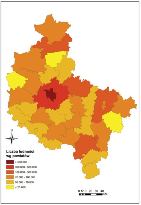 Plan Zrównoważonego Rozwoju Publicznego Transportu Zbiorowego dla Województwa Wielkopolskiego Liczba mieszkańców [tys. osób] > 5 3 5 1 3 7 1 5 7 < Rys.