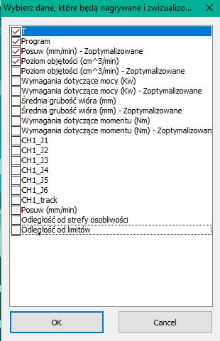 3 ZAPISYWANIE PROCESU SKRAWANIA Umożliwia gromadzenie danych dla
