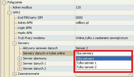 W zależności od trybu pracy modemu połączenie do serwerów zestawiane jest następująco: 5.
