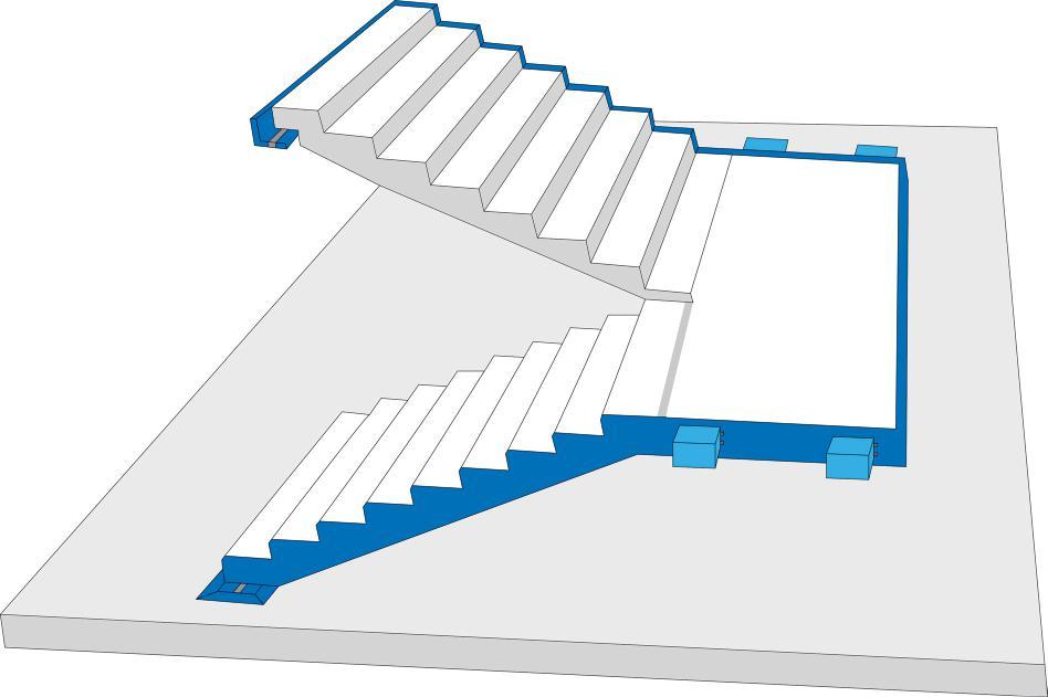 4 2 2 1 4 1 3 4 2 2 Element tłumiący dla klatek schodowych RUBA Typ Z 1 Profil z pianki z tworzywa sztucznego o kształcie litery Z z rdzeniem elastomerowym w postaci żebrowanej podkładki akustycznej.