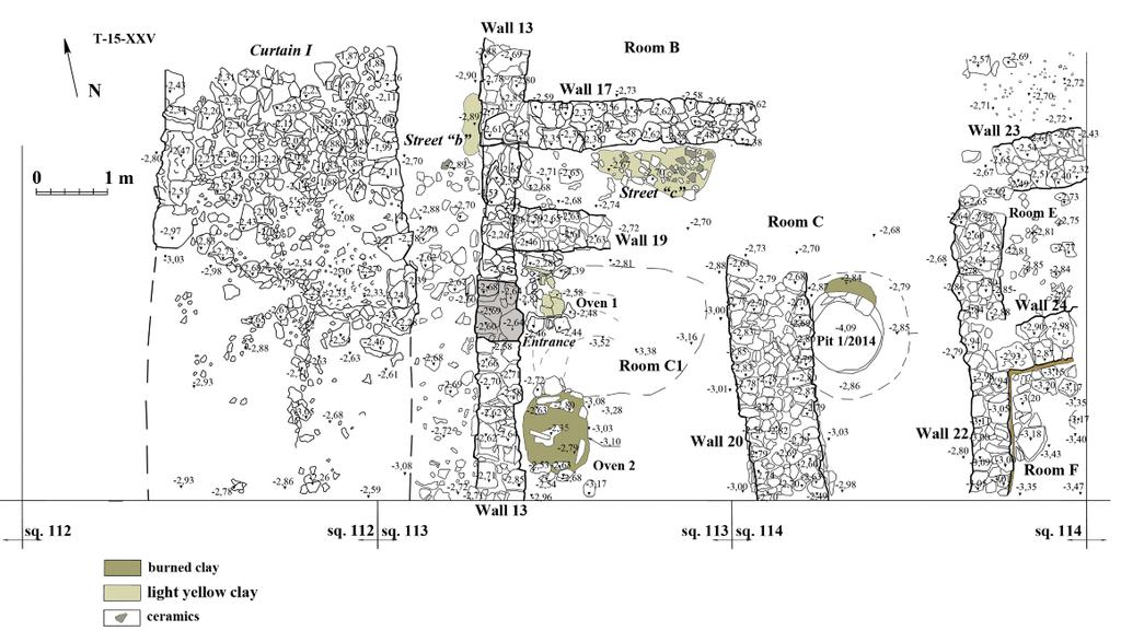 M. Matera). fig. 2. Squares 113 114, a plan of the architectural remains (drawing by S.