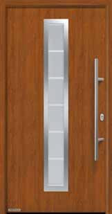 Dwukolorowe drzwi zewnętrzne i elementy boczne Drzwi zewnętrzne w harmonii z drzwiami wewnętrznymi Wybierając okleinę Decograin Golden Oak, Dark Oak lub Titan Metallic CH 703 do drzwi wejściowych