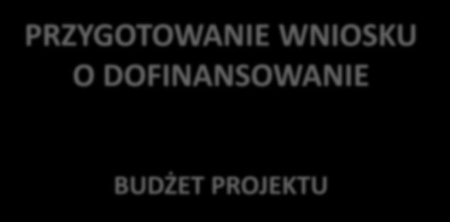 PRZYGOTOWANIE WNIOSKU O DOFINANSOWANIE BUDŻET PROJEKTU Wspólny Sekretariat Programu