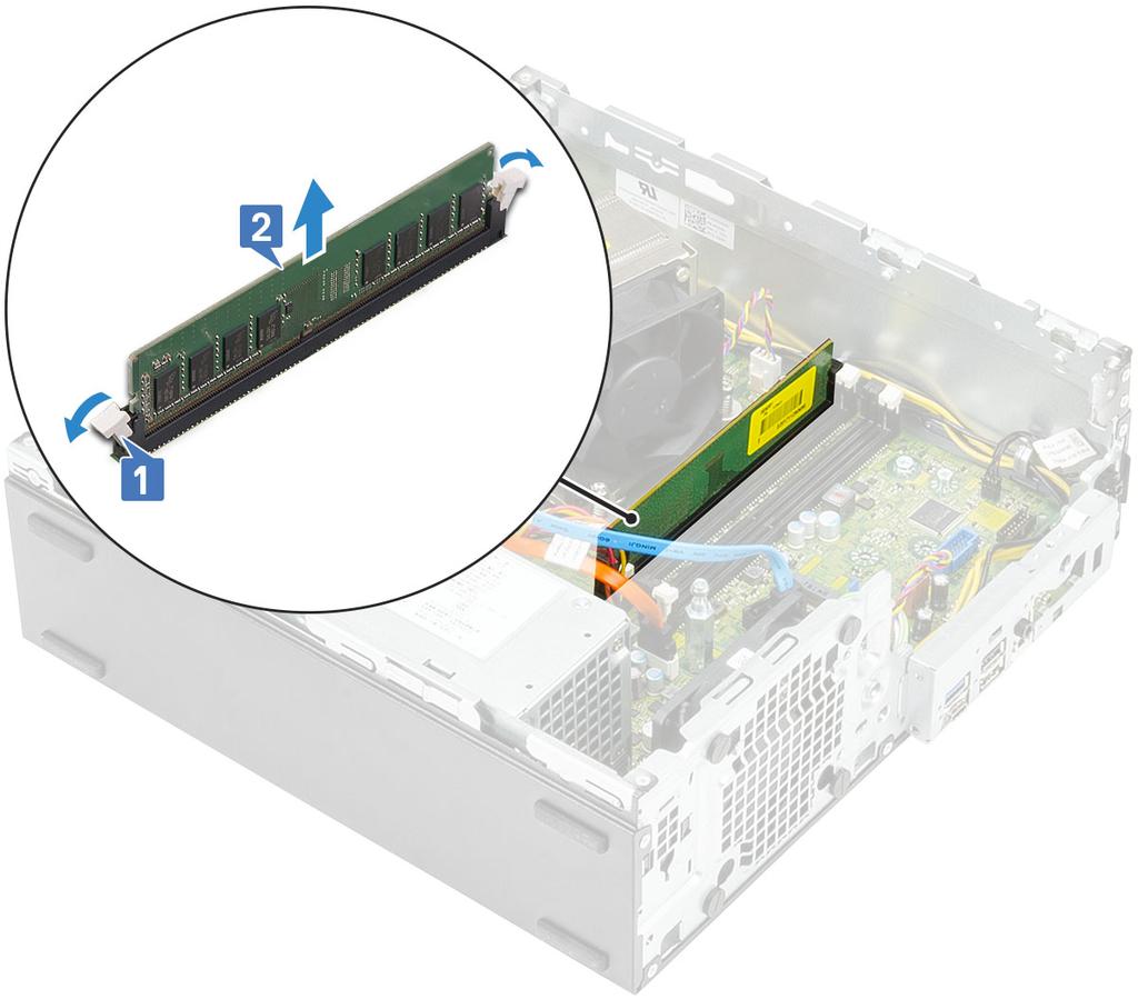 Instalowanie modułu pamięci 1. Dopasuj wycięcie w module pamięci do wypustki w gnieździe. 2.