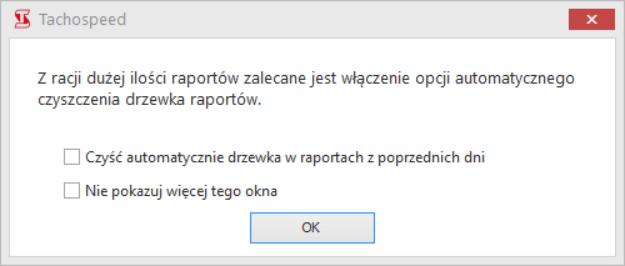 4. Przy takim ustawieniu będą usuwane raporty z poprzednich dni, jeśli liczba raportów przekroczy 100 raportów.