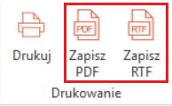 Zaznaczyć wybrane raporty na liście. Wyświetlić menu kontekstowe Kliknąć w przycisk "Drukuj".