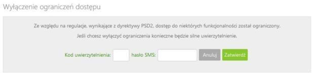 Hasło do autoryzacji wyłączenia ograniczeń dostępu może zawierać cyfry i litery, tak jak w przypadku logowania.