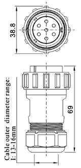 przewodu 13-16mm SP2910/P4I 2N WEIPU male circular connector, 4pin, cable diameter 13-16mm SP2910/P7I 2N WEIPU złącze okrągłe, męskie, 7pin, średnica przewodu 13-16mm SP2910/P7I 2N WEIPU male