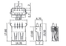 angled, black insulator, PCB, eqivalent: USBP1ARB Z USBw-Arc LUM 2410 08 LUMBERG, wtyk USB 2.0 typ A, kątowy, czarny izolator, do druku 2410 08 LUMBERG, plug USB 2.