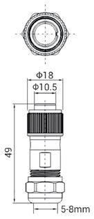 złącza przemysłowe ST12 - IP68 / ST12 IP68 - industrial connectors maksymalny prąd: do 13A maksymalne napięcie: do 250V osłona: gniazda i wtyki spełniają normy (UL94V-0) materiał styków: mosiądz