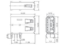 złącza USB cd. / cont. USB connectors Z USBg-Arbv gniazdo USB typ A, kąt.