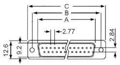 trójrzędowy male 44 pin, high density gniazdo 15 pin, trójrzędowe female 15 pin, high density Z DLG26G gniazdo 26 pin, trójrzędowe female 26 pin, high density złącza