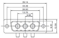 wysokoprądowe pin female, straight, for PCB mounting - 3 high current pins gniazdo męskie, kątowe, do druku - 3 piny wysokoprądowe male socket, angled, for PCB mounting - 3 high current pins wtyk