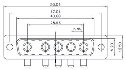 wysokoprądowe male socket, angled, for PCB mounting - 3 high current pins Z DWKW03w3 wtyk żeński, kątowe, do druku - 3 piny wysokoprądowe female connector, angled, for PCB mounting - 3 high current