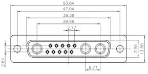 wysokoprądowych female connector, angled, for PCB mounting - 8 high current pins Z DWG13w3 Z DWW13w3 Z DWDG13w3 gniazdo męskie 13 pin w tym 3 wysokoprądowe male connector, solder wires - 13 pins