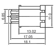 gniazdo USB typ B, proste, czarny izolator, do druku socket USB type B, straight, black insulator, PCB 2411 01 LUMBERG, gniazdo USB 2.