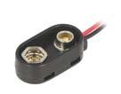 5mm connector for 1 battery 6F22, 6LR61, black, asymmetrical, with cables 150mm, height: 28mm, width: 14.