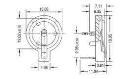 Podstawki do baterii cd. / cont. Battery holders BAT CH28-2032 podstawka do 1 baterii CR2032, biała, pozioma, montaż smd, średnica baterii: 20mm, wysokość: 5.