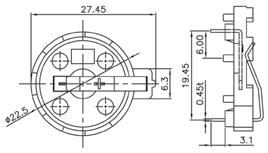 (CR2016, BR2020, CR2025, CR2032, DL2016, DL2025, : 1, battery diameter: 20mm, height: 8,00mm BAT DS1092-09-BNP podstawka baterii CR20xx
