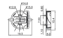battery holder for CR20xx (CR2016, BR2020, CR2025, CR2032, DL2016, DL2025, : 1, battery diameter: 20mm; height: 3,10mm BAT
