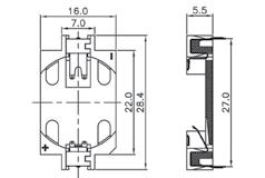 baterii: 1, średnica baterii: 20mm, wysokość: 5,5mm battery holder for CR20xx (CR2016, BR2020, CR2025, CR2032, DL2016, DL2025, DL2032),