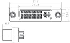 złącza DVI / DVI connectors Z DVIK24G gniazdo DVI 24+klucz, kątowe do druku socket DVI 24+Key, angled PCB Z DVIK24+5G gniazdo DVI