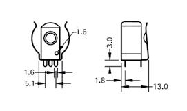 styk guzikowy do 1 baterii A, AA, CR2, montaż: do lutowania solid spring contact for 1 battery A, AA, CR2, soldered mounting Uchwyty do baterii / Battery clips BAT BC-0301 uchwyt do 1 baterii AA,