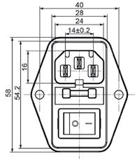 standard: IEC 320 C14 Z IEC14-F5 gniazdo męskie IEC na panel,