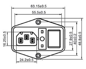 IEC, panel w/ switch, w/ fuse Z IEC14-F7 gniazdo męskie IEC na