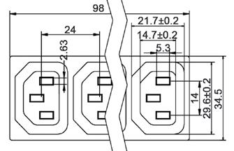 IECF-4L  female socket IEC for panel, 4x Z
