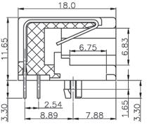 druku, z kołnierzem 095009-2441 MOLEX, modular jack 4P4C, angled, 4/4, with panel stops for PCB 095009-2447 MOLEX, gniazdo telefoniczne 4P4C, standard, kątowe do druku, bez kołnierza 095009-2447
