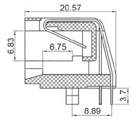 with panel stops for PCB 095009-2647 MOLEX, gniazdo telefoniczne 6P4C, standard, kątowe do druku, bez kołnierza 095009-2647 MOLEX, modular jack 6P4C, angled, 6/4, w/o panel stops for PCB 095009-2661
