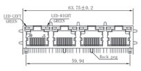 z diodami LED RJSAE-5381-02, kątowe, with LED Gniazda mulit-port ekranowane /