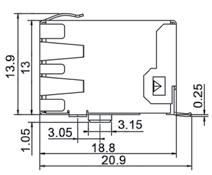 LPJE201CNL, 1x2, 8P8C Z LPJEF123XDNL złącze LPJEF123XDNL, 1x4, 8P8C modular jack