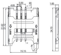 85,mm SIMMP-00601BJK7-G Kingfont SIM card socket, 6 pins, with metal