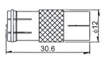 insulator, body and pin brass, nickel plated Z FA5-1634540-1 gniazdo F kątowe do druku F socket angled, PCB Z FATv9.