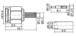 plated Z SMA909 gniazdo żeńskie SMA, krawędziowe, 50 Ohm izolator z teflonu, korpus i nakrętka mosiężne, pin fosforobrąz,