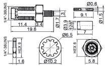 SMA prosty, zaciskany, na przewód RG174, 50 Ohm, izolator z teflonu, korpus i pin mosiężne, złocone Straight SMA Male Crimp